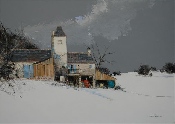 Hiver au tracteur rouge - 92 x 65 cm